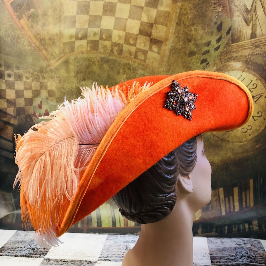 Anjou Hat, Renaissance Hat, Elizabethan Flat Crown  - In stock ready to ship