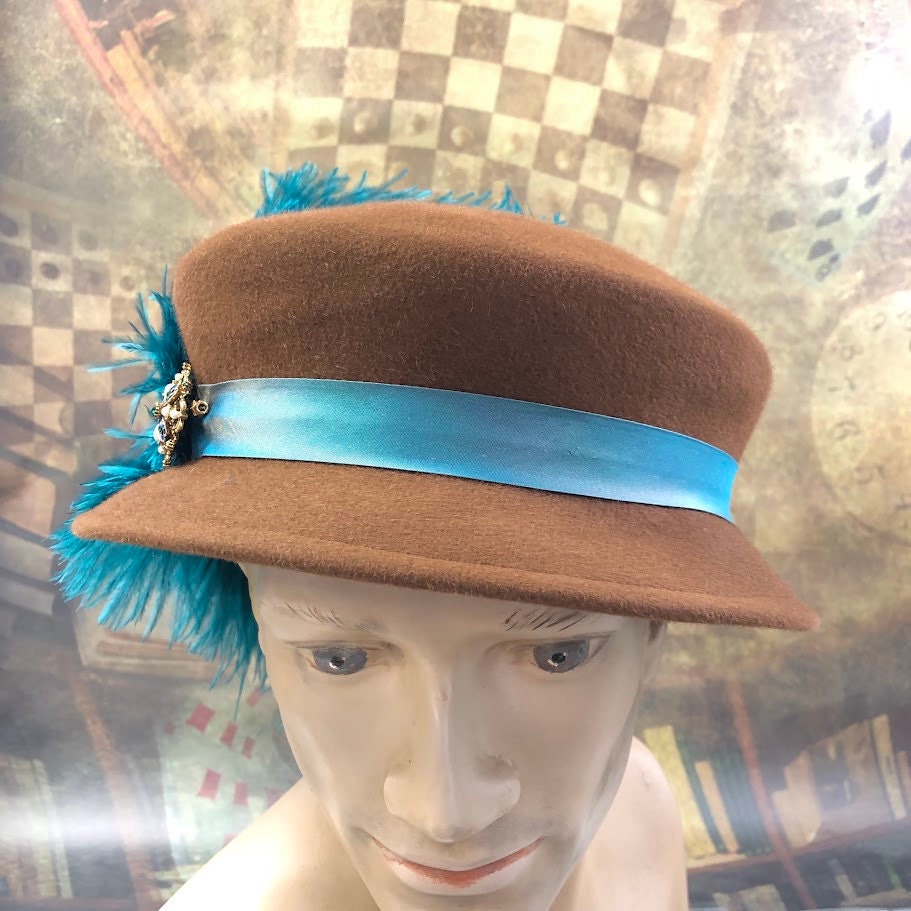 Navarre Hat, Elizabethan Renaissance hat in brown felt - in stock ready to ship