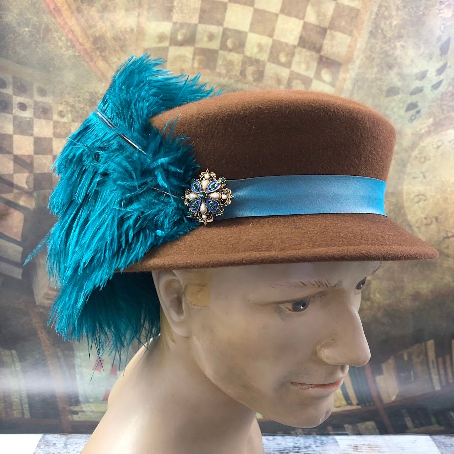 Navarre Hat, Elizabethan Renaissance hat in brown felt - in stock ready to ship