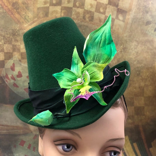 Antium hat, Renaissance Riding Hat with silk orchid