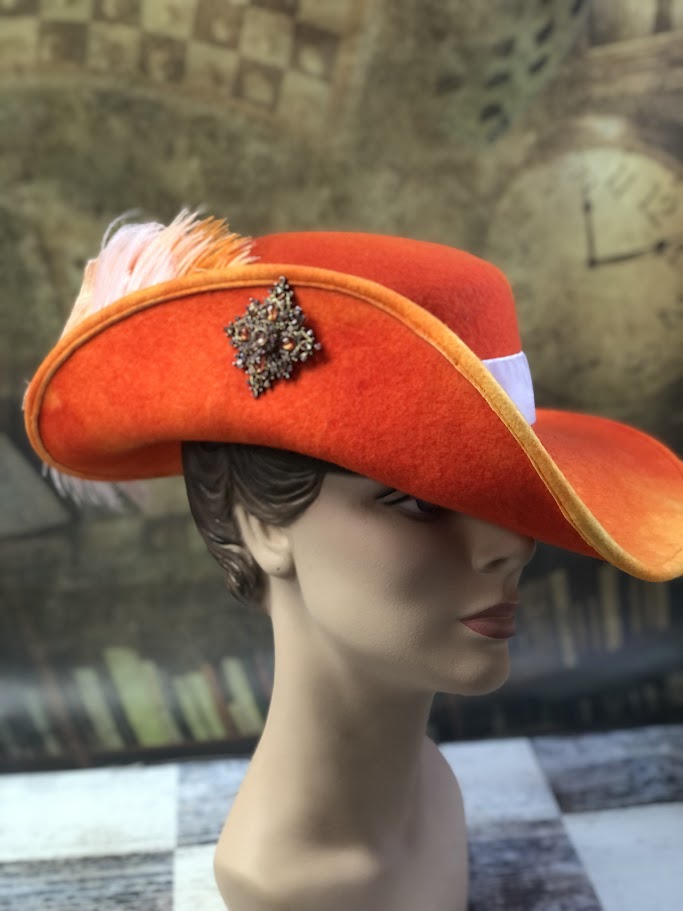 Anjou Hat, Renaissance Hat, Elizabethan Flat Crown  - In stock ready to ship