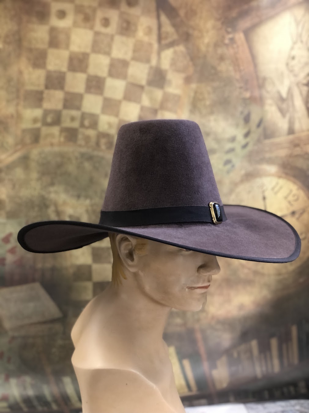 A Touch of Darkness: Gothic Wide-Brim Tall Crown Hat