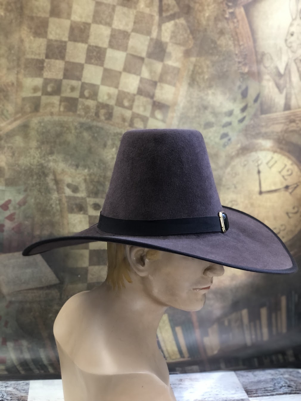 A Touch of Darkness: Gothic Wide-Brim Tall Crown Hat