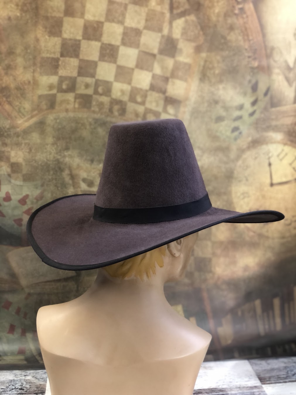 A Touch of Darkness: Gothic Wide-Brim Tall Crown Hat