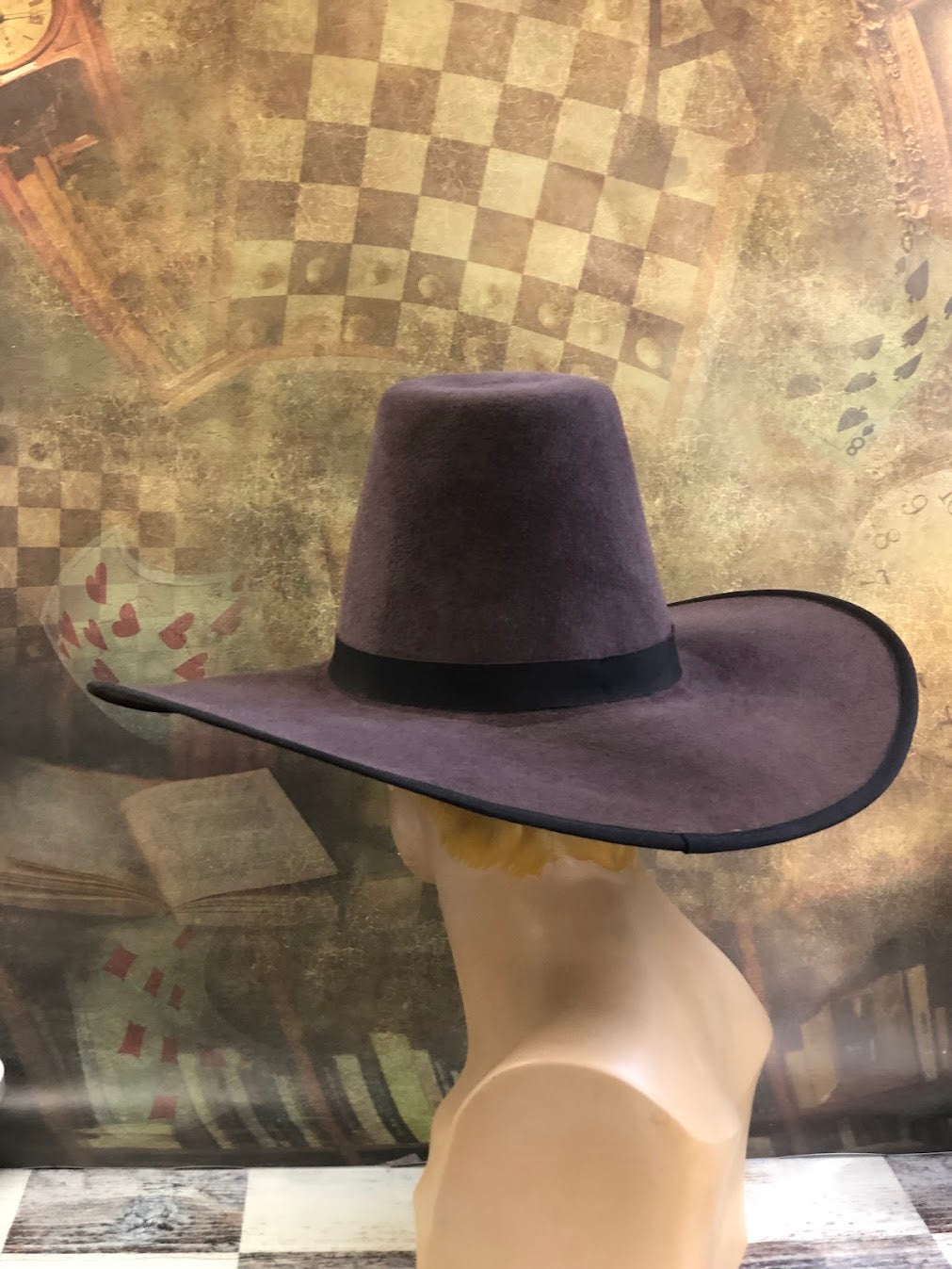 A Touch of Darkness: Gothic Wide-Brim Tall Crown Hat