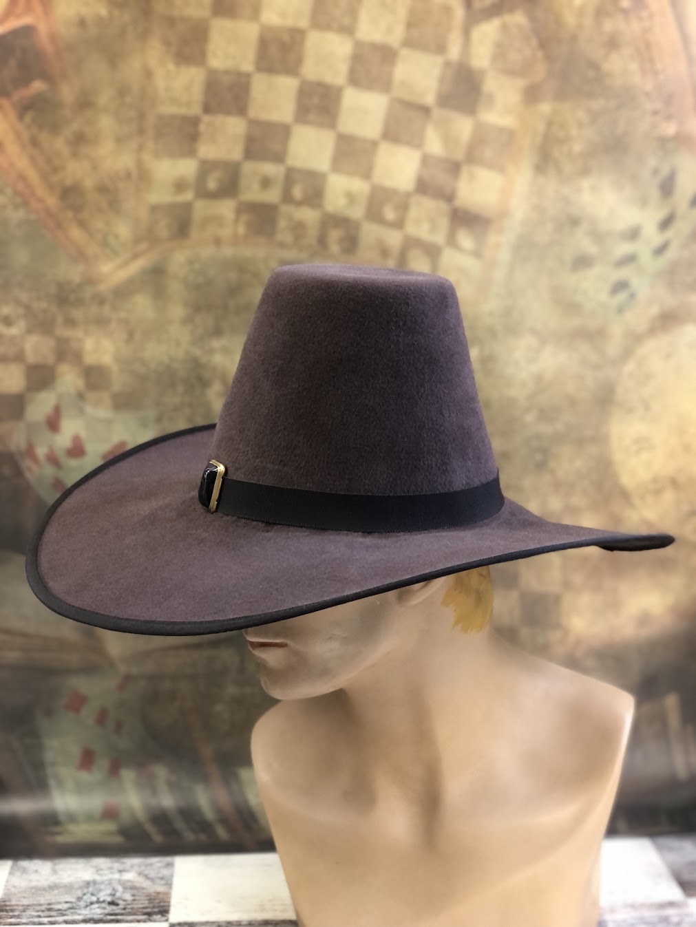 A Touch of Darkness: Gothic Wide-Brim Tall Crown Hat