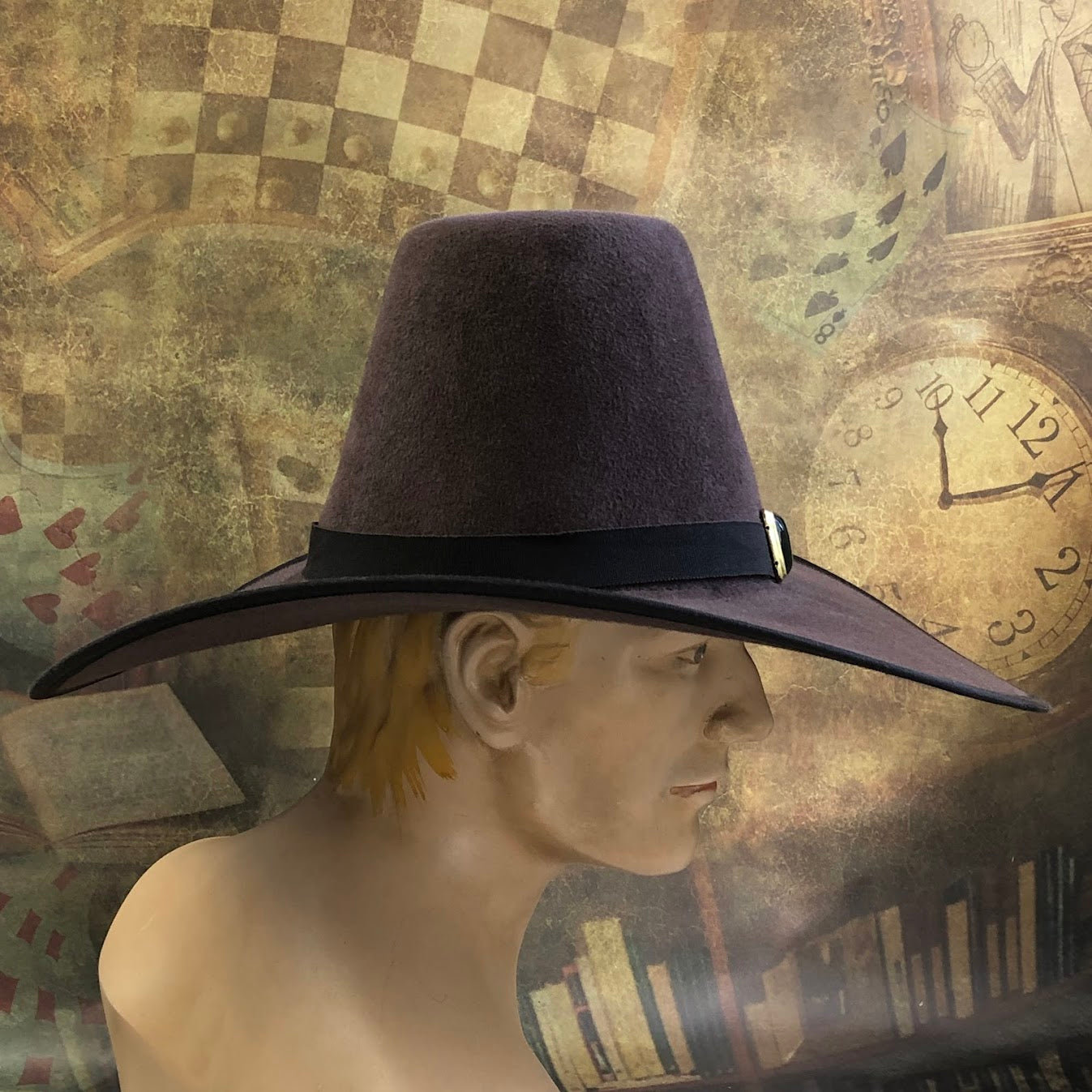 A Touch of Darkness: Gothic Wide-Brim Tall Crown Hat