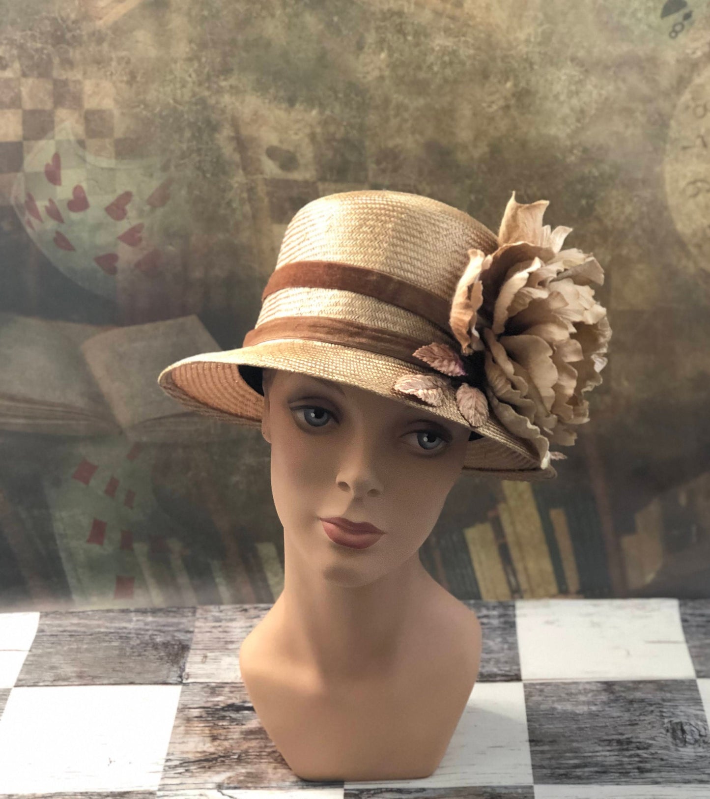 The Mary Cloche, Vintage style Cloche in Parasisal Straw - Made to order