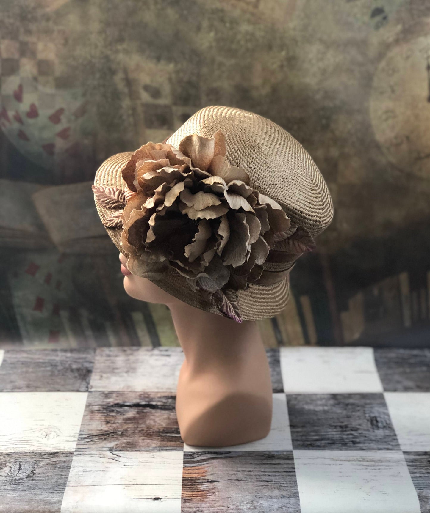 The Mary Cloche, Vintage style Cloche in Parasisal Straw - Made to order