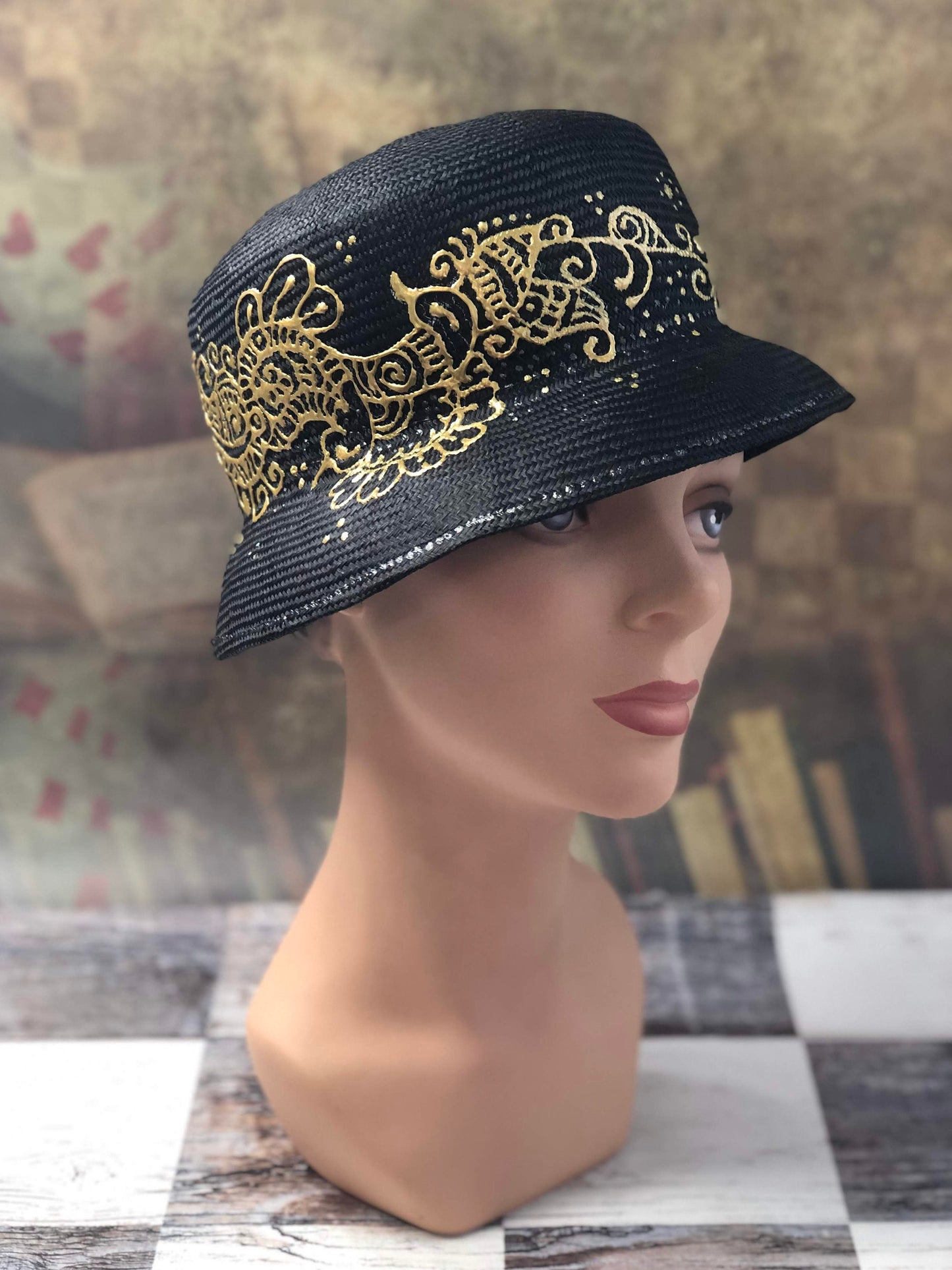 The Mary Cloche, Vintage style Cloche in Parasisal Straw - Made to order