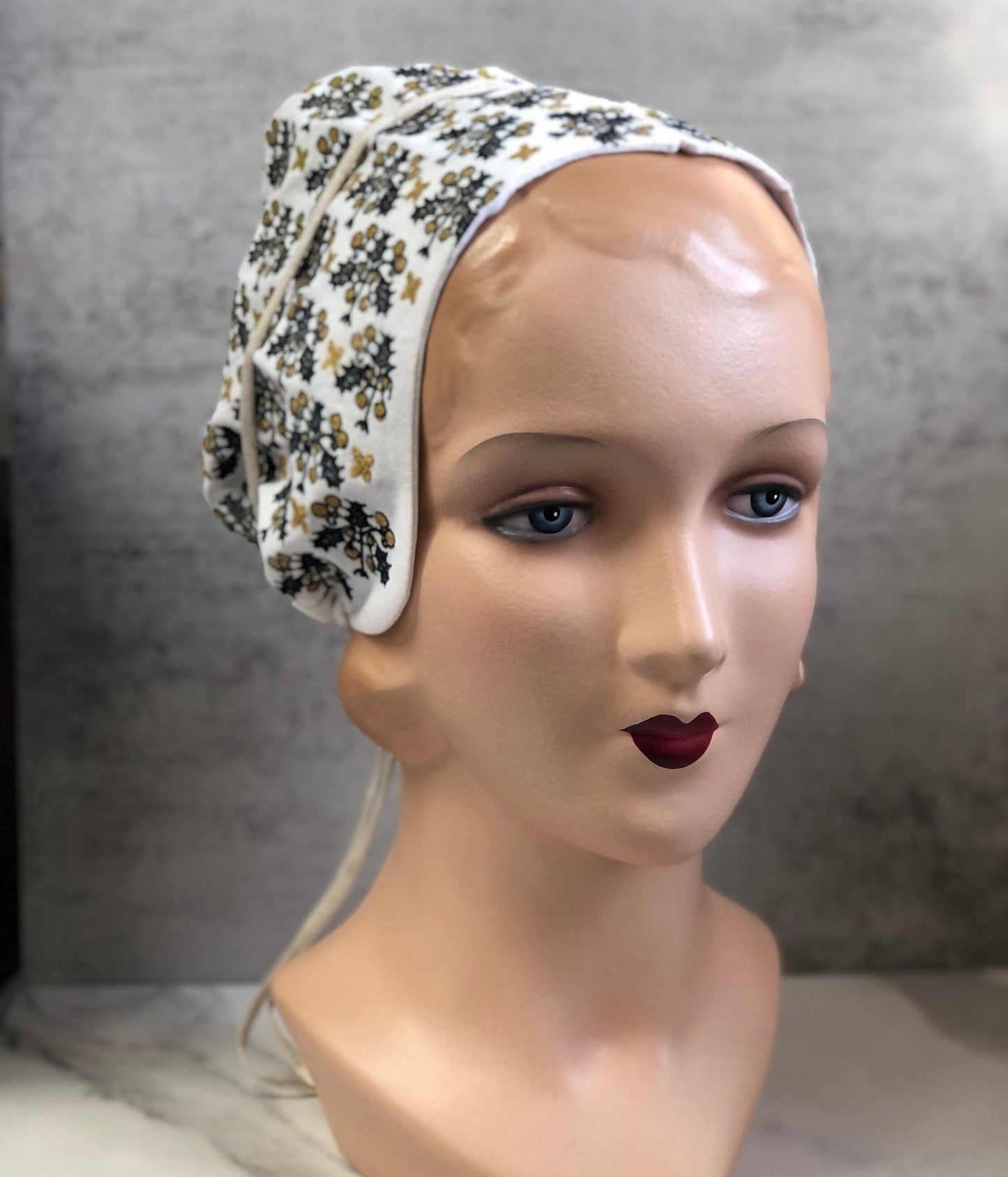 Holly Coif, Embroidered 16th Century Coif Cap Kercher - In Stock, Ready to Ship