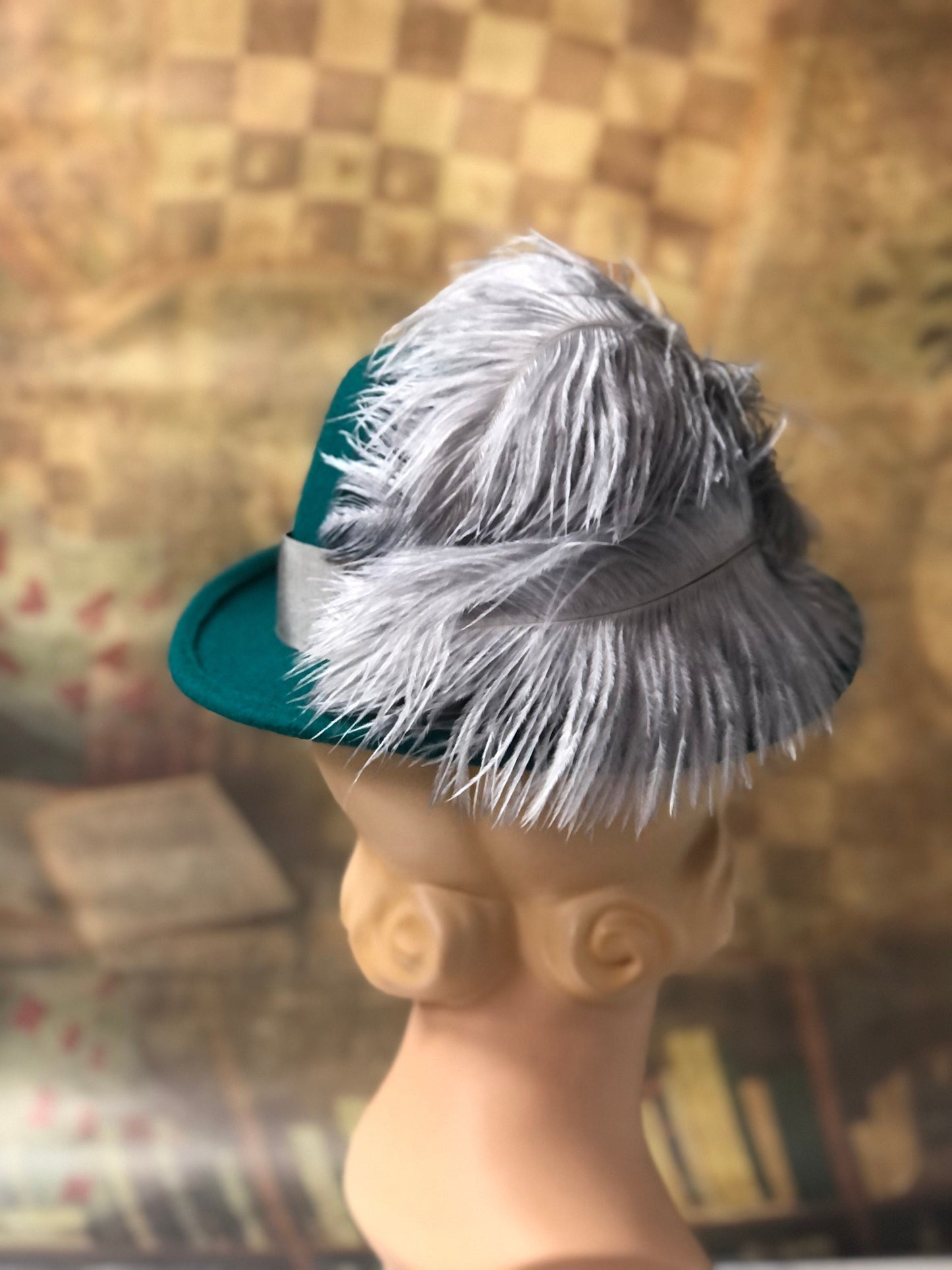 Padua Hat, Elizabethan Renaissance Tall hat in Teal Felt - in stock ready to ship