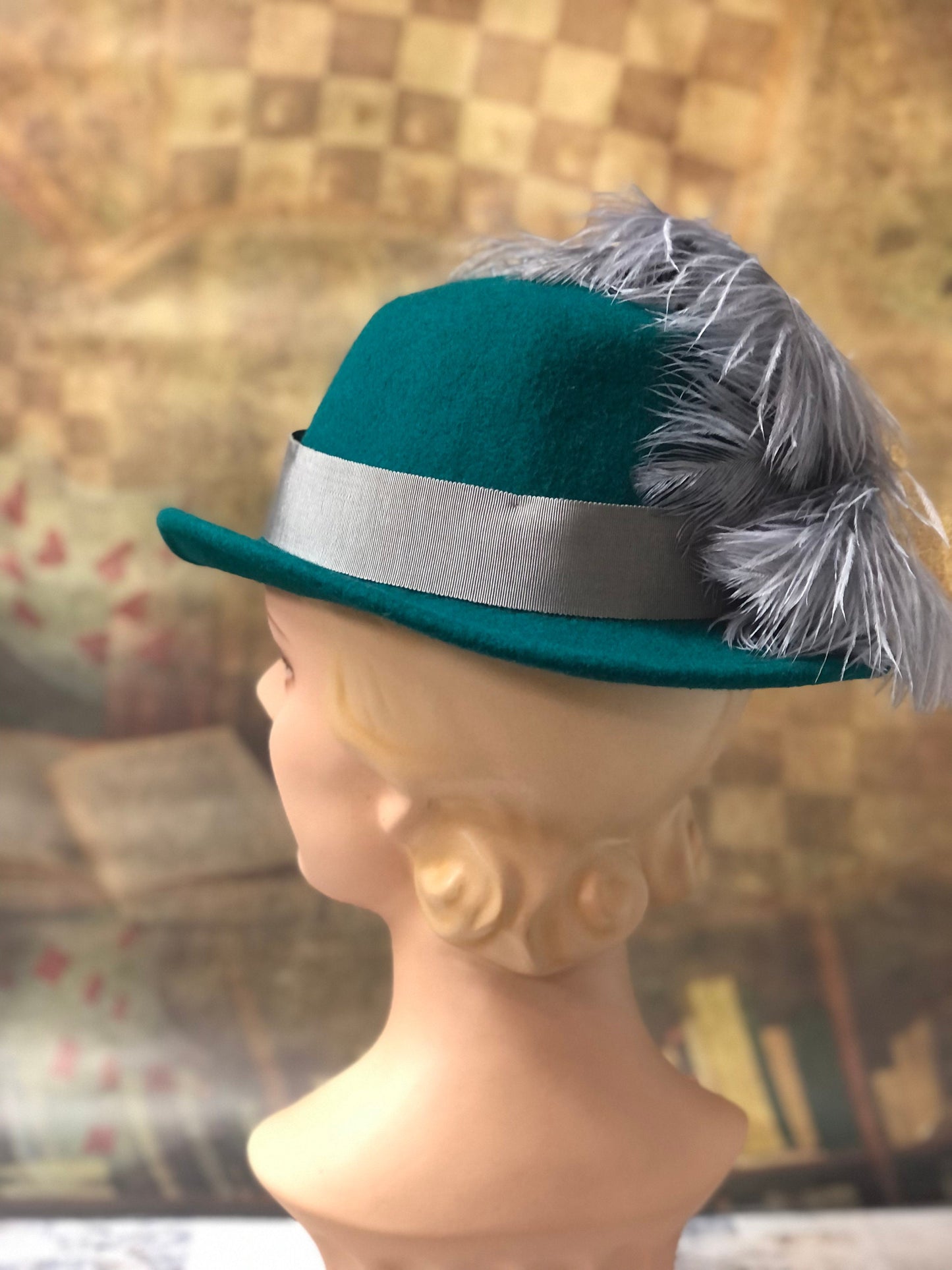 Padua Hat, Elizabethan Renaissance Tall hat in Teal Felt - in stock ready to ship