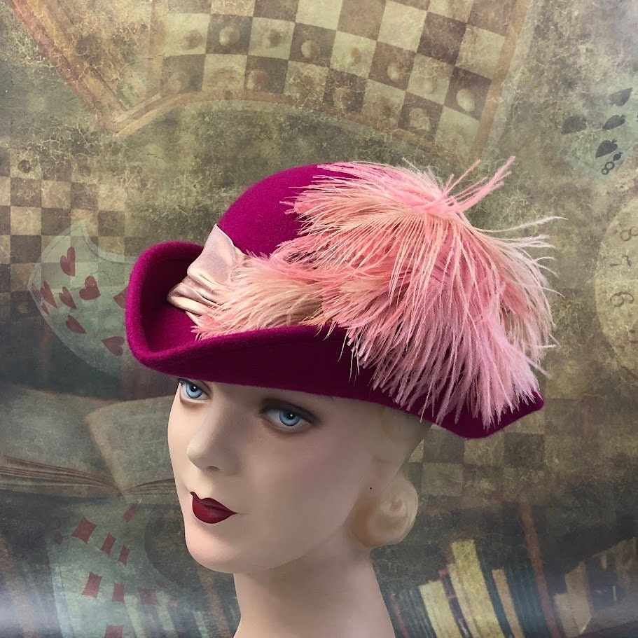 Swashbuckling Magenta Tricorn Hat  - In Stock ready to ship