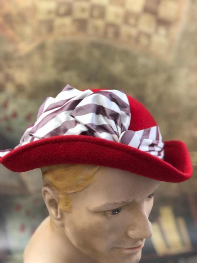 Swashbuckling Red Tricorn Hat  - In Stock ready to ship