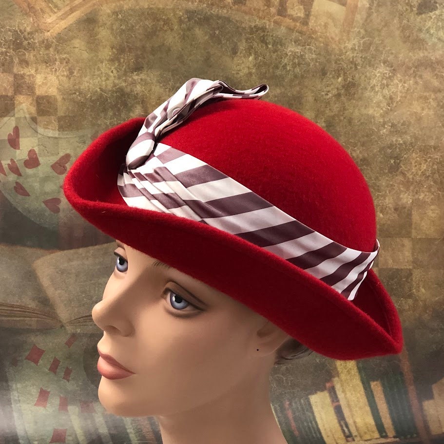 Swashbuckling Red Tricorn Hat  - In Stock ready to ship