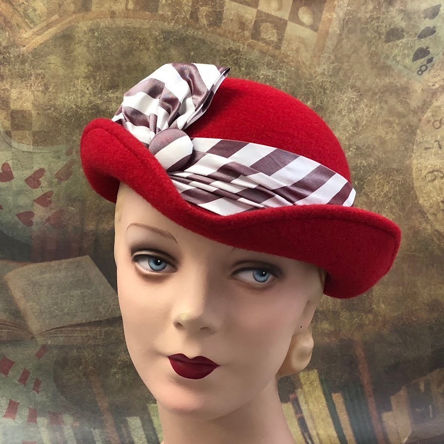 Swashbuckling Red Tricorn Hat  - In Stock ready to ship