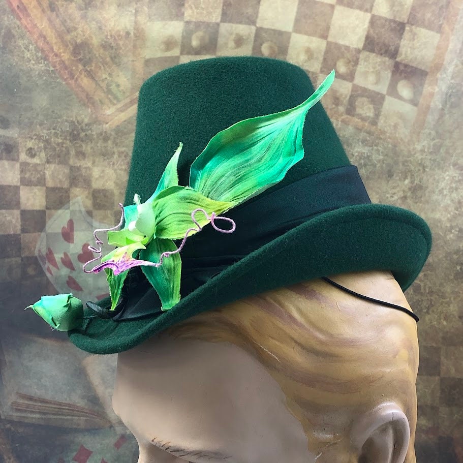 Antium hat, Renaissance Riding Hat with silk orchid