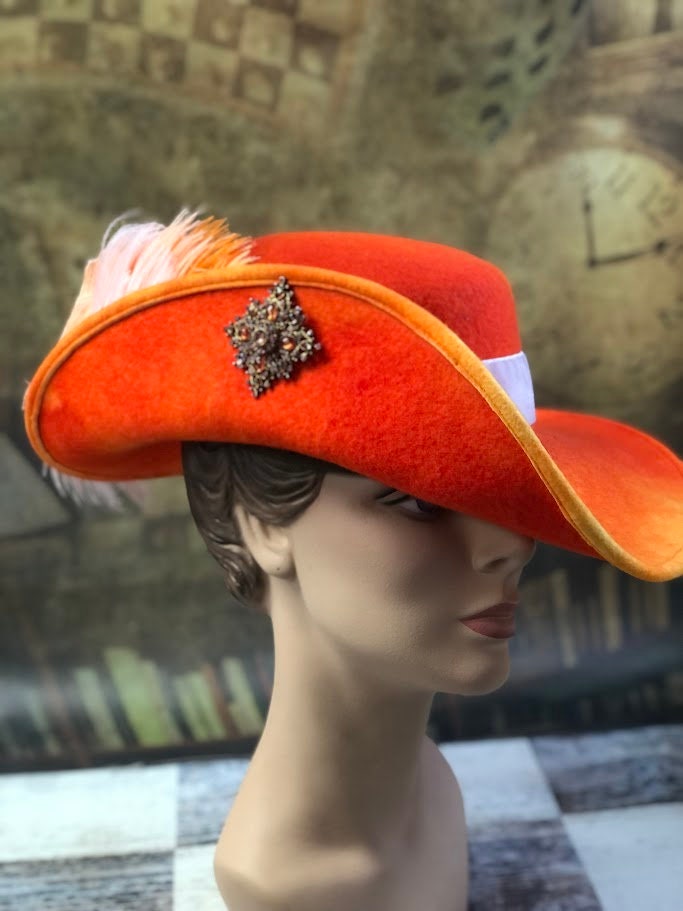 Anjou Hat, Renaissance Hat, Elizabethan Flat Crown  - In stock ready to ship