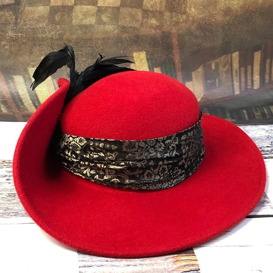 Anjou Hat, Renaissance Hat, Elizabethan Flat Crown  - In stock ready to ship