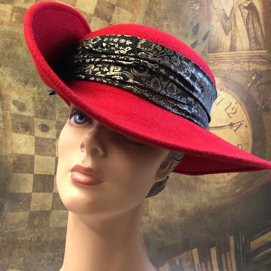 Anjou Hat, Renaissance Hat, Elizabethan Flat Crown  - In stock ready to ship