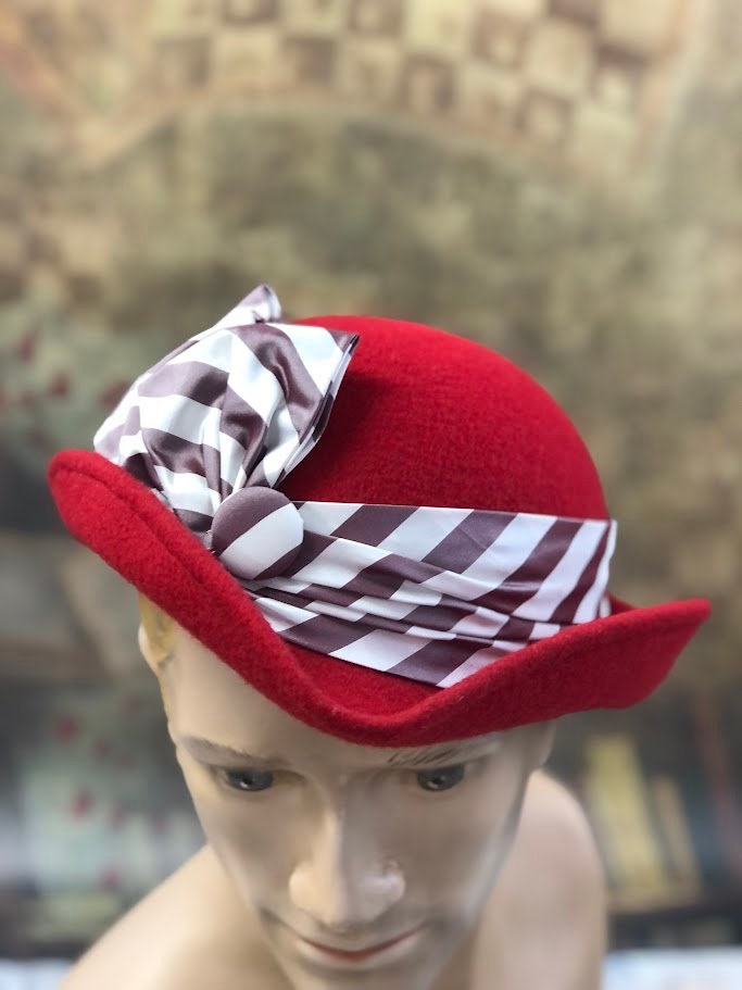 Swashbuckling Red Tricorn Hat  - In Stock ready to ship