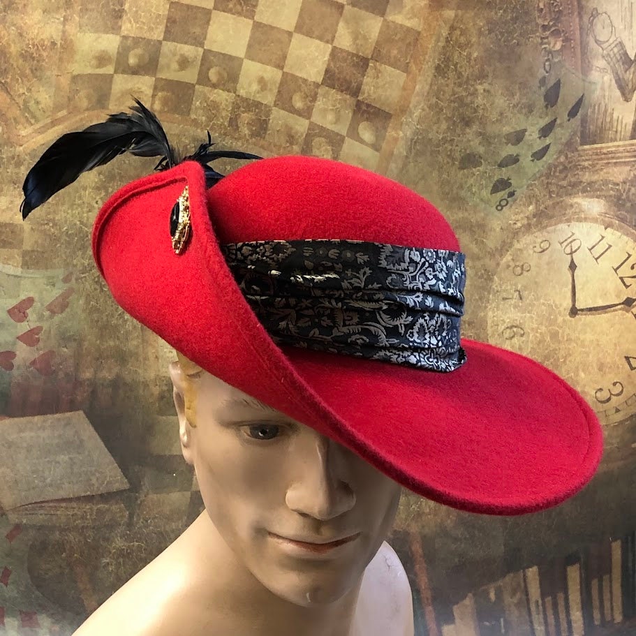 Anjou Hat, Renaissance Hat, Elizabethan Flat Crown  - In stock ready to ship