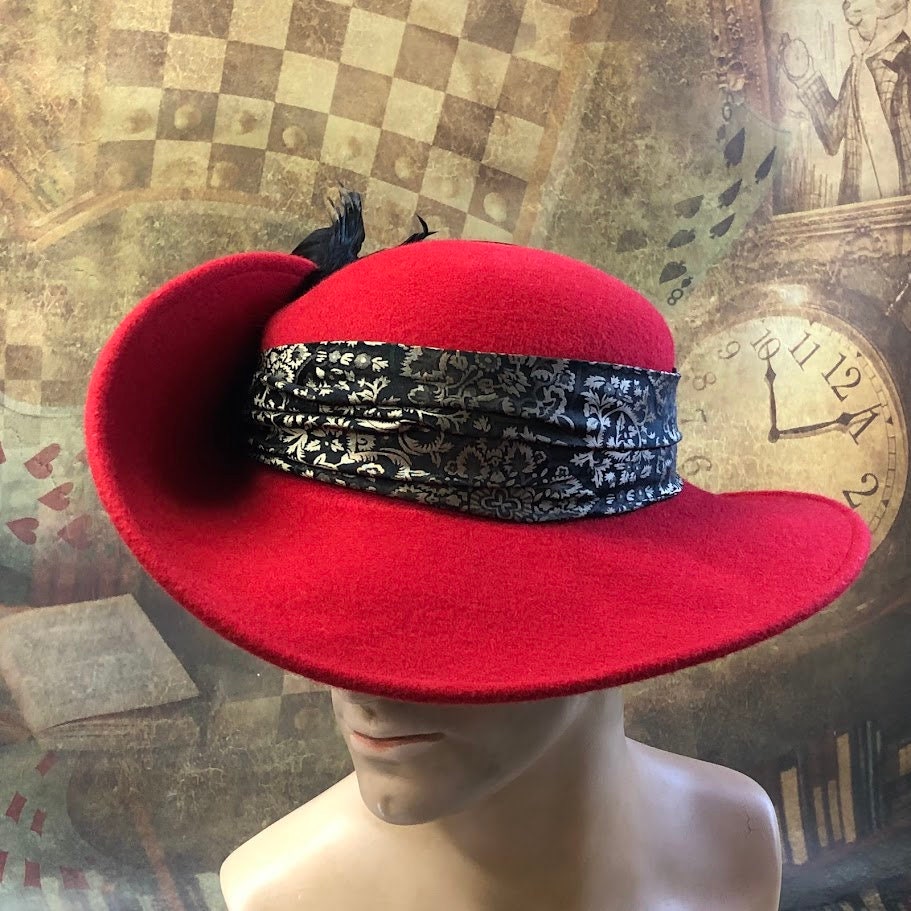 Anjou Hat, Renaissance Hat, Elizabethan Flat Crown  - In stock ready to ship