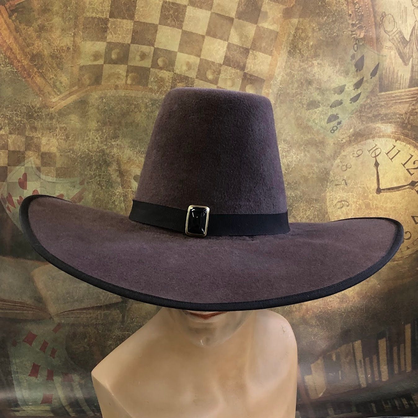 A Touch of Darkness: Gothic Wide-Brim Tall Crown Hat